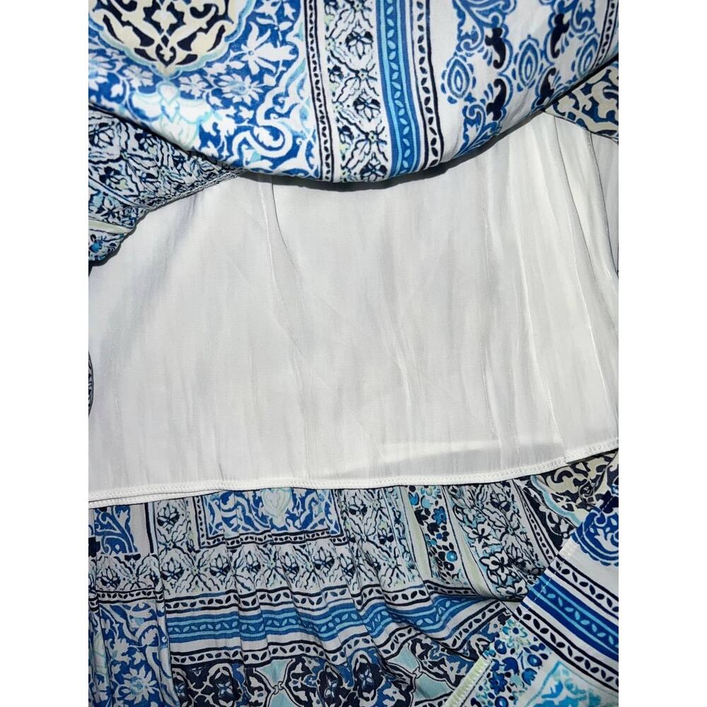 Chico’s Maxi Dress Size 1 Boho Geometric Tile Print Peasant Costal Beach A009018 - Picture 9 of 12